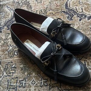 Vintage Zoe Kravitz Style Etienne Aigner Black Leather Loafers